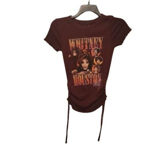 Whit Nip Womens Burgundy Whitney Houston Short Sleeve Pullover T-Shirt Size S - Picture 1 of 6
